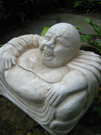 Laughing Buddah Garden Statue Pale