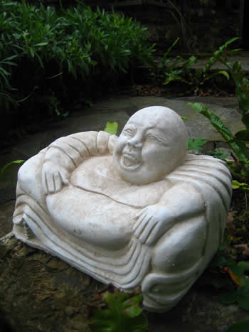 Laughing Buddha Garden Statue Pale